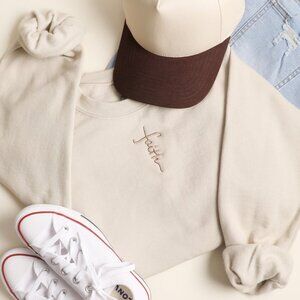Faith Vertical Embroidered Heavyweight Sweatshirt